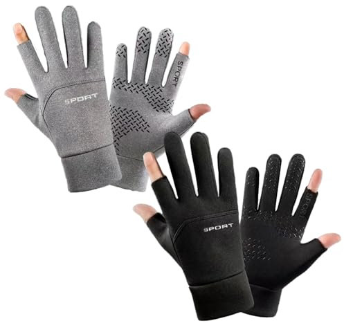 2 Stück Laufhandschuhe Herren Damen, Touchscreen Sporthandschuhe, Fahrrad Ski Gefütterte Handschuhe, Winddichte Wasserdicht Running Handschuhe, Warme Winterhandschuhe, Leichte Thermohandschuhe (B)