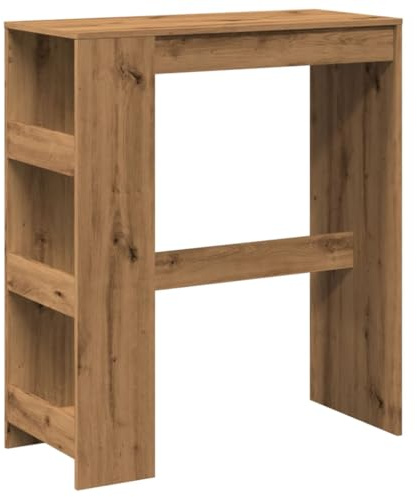 vidaXL Table de Bar avec étagères chêne Artisanal Bois d'ingénierie, Table de pub, Table Haute, Table de Tabouret de Bar, Table de Bar de Cuisine