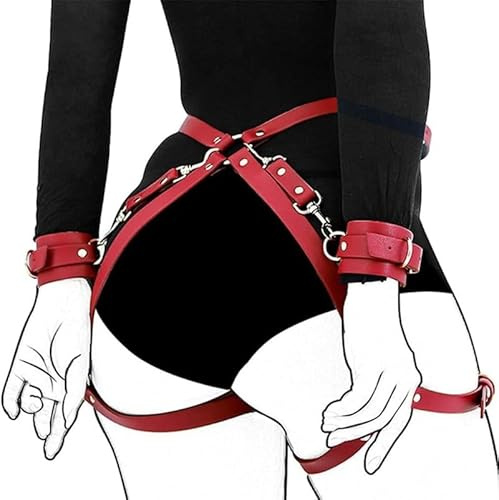 AJOHBM Accessori da Donna in Pu Cintura Giarrettiera Gamba Loop Regolabile Gotico Costume Nero Cintura Loop-D14Y10Z