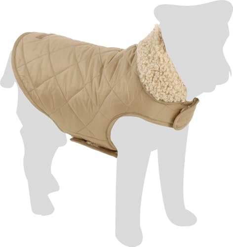 Flamingo Hundemantel – Bonnie – Beige – A: 45 cm | B: 36–44 cm | C: 58–64 cm – Premium Line – wasserabweisend, waschbar bei 30 °C, Klettverschluss, Plüschfutter