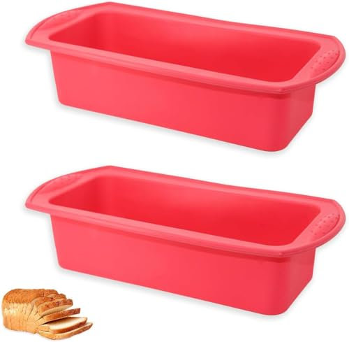Mujiluxe Moule à gâteau en silicone, rouge, lot de 2, pour pain et pâtisseries