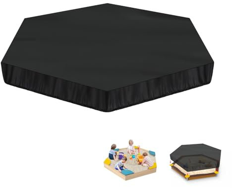 LAMUNI Housse Bac à Sable 180x150x20cm Bâche de Bac à Sable Hexagonale Housse Protection pour Bac à Sable Imperméable Couverture de Bac à Sable, 420D Oxford Bâche Bac à Sable avec Cordon de Serrage