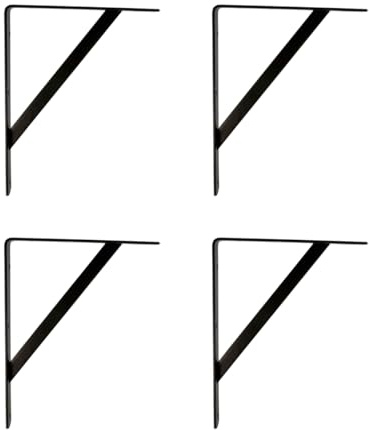 Amig - Pack de 4 Soportes para Estanterías Color Negro| Escuadra para Estantes de 250 x 200 mm | Acero Resistente: hasta 330 kg