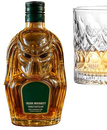 Krmoau Jarra de whisky, botellas de alcohol de 300 ml para bebidas espirituosas | Tapa hermética Contenedor vacío para bebidas de vino en casa bóveda sociedad presentación comercial