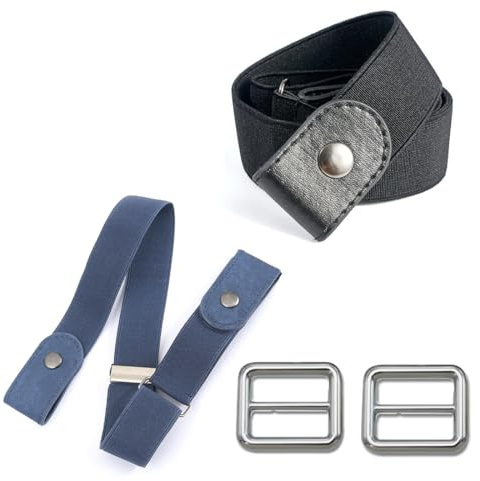 COYUN 2 Pcs Cinturón Sin Hebilla,Cinturon Elastico Mujer, Cinturón Elástico Invisible Unisex,Cinturon Mujer, Cinturón Elástico Hombre,Cintura Buckless Belt Ajustable Para Jeans,Pantalon,Faldas Vestido