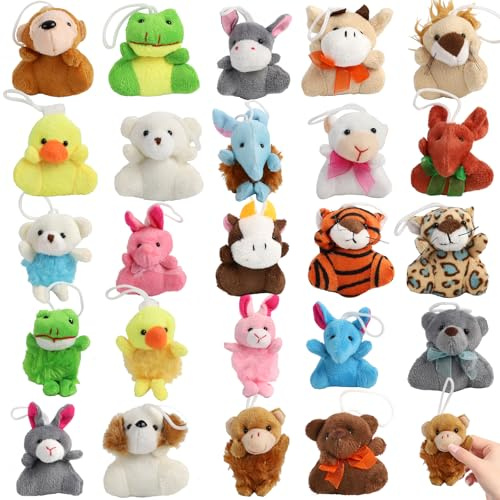 ROTKUSZ 24 Piezas Peluches Pequeños Animales Juguetes, Llaveros de Peluche, Piñata Cumpleaños Infantil, Mini Juguetes de Peluche de Animales Surtidos, para Llavero, Bolsas, Mochilas, Regalos, Premios