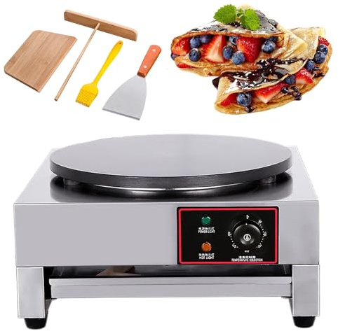 40 Cm Elektrisk Crêpe-Maskin, Kommersiell Pannkaksmaskin, Nonstick-Värmeplattor, Justerbar Temperaturkontroll, Stekhäll I Rostfritt Stål, Levereras Med Applikat