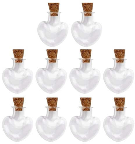 SOIMISS 10 Pezzi Bottiglie dei Desideri in Vetro Tappi di Sughero a Forma di Cuore Mini Bottiglie Decorative per Fai da Te Gioielli e Decorazioni Creative