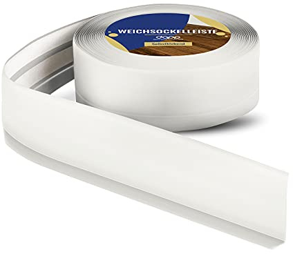 DQ-PP mjuk sockellist | 10 m | grå | 50 x 15 mm | PVC | självhäftande | böjvinkel golvlister gummilist, golvlist, vinkelprofil avslutande list golvlist