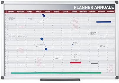 Bi-Office Planner Annuale 52 Settimane, In Italiano, Lavagna Magnetica Per Planning Annuale Cancellabile A Secco, 90 x 60 cm