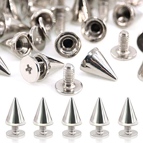 Swpeet 110 Par Sliver 7mm x 9,5 mm Bullet Cone Spike och Stud Metal Skruv tillbaka för DIY Läder Handverk Cool Niets Punk Stud Coincal Layer