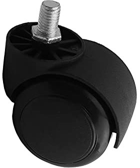MroMax Office Chair Casters Wheels 1.97 Inch PU Twin Wheel Threaded Stem Swivel Caster Black 8pcs