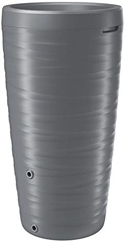 Regenwassertonne Regentonne Regenbehälter Regentank Regenfass Amphore 240L Welle-Disign 3D mit Wasserhahn (Grau)