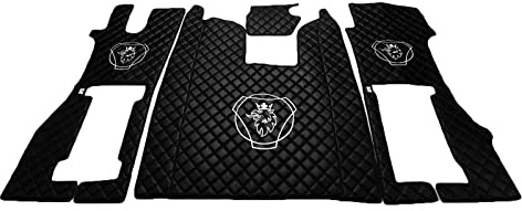 Kram-Truck Alfombrilla Para El Coche, Compatible Con SCANIA R2017 (Nueva Generación), Para Asiento De Pasajero Neumático Y Giratorio, Espuma De 10 mm, Caja De Cambios Automática, Negro