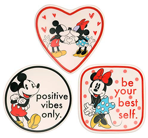 Disney Mickey and Minnie VC700375L Schmuckkästchen aus Keramik, 3-teilig, in Geschenkbox, Einheitsgröße, Keramik, Ohne Edelstein