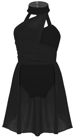 HULIJA Vestido de danza para niña, sin mangas, cuello alto lírico, cuello halter, ballet, maillot de gasa, vestido de gimnasia, dancewear