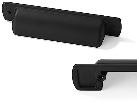 CABDM 6 Pack Black Cup Pulls 3(76mm) Center to Center Drawer Pulls Matte Black Cabinet Cup Pulls Kitchen Cabinet Hardware Vintage Cabinet Handles Bin Cup Drawer Handles Black Knobs.