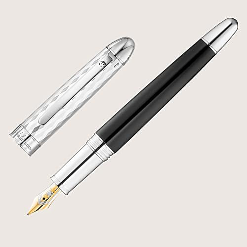 WaldMann PRECIEUX Füllfederhalter mit Goldfeder EF Lack Schwarz Feiner wellenförmiger Diamantschnitt Federstärke auswählen Extra Fein (EF)