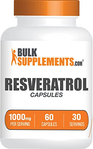 BulkSupplements.com Resveratrol Capsules - Resveratrol Supplement, Polygonum Cuspidatum, Resveratrol 1000mg - Antioxidants Supplement, Resveratrol Pills - 2 Capsules per Serving, 60 Capsules