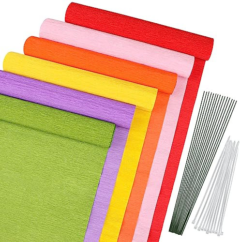 Krepppapier, MicButty 6 Rollen Krepppapier Pastell Regenbogen krepppapier Bunt Zum Basteln Crepe Papier Krepppapier Blumen DIY, Florale Kunstwerke für Hochzeit, Geburtstag, Weihnachten, Valentinstag