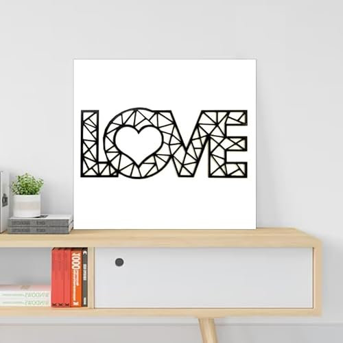 Love Wandpaneel aus Holz - Liebesskulptur für Wand - Original Haus Bild - 40 x 43 cm