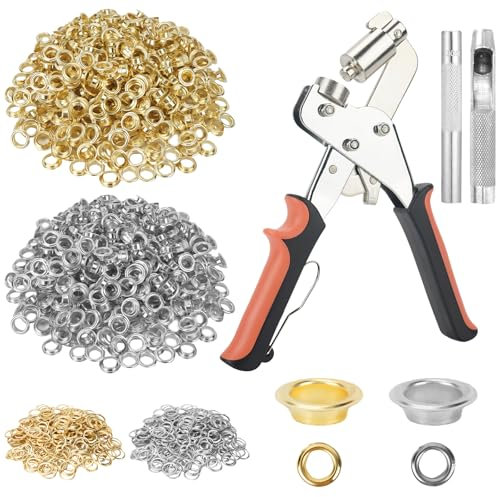 XPIZO Profi Ösenzange Set mit 2 Farben Innen-Ø 10mm 1000 Ösen Ösenzange Werkzeugset für DIY