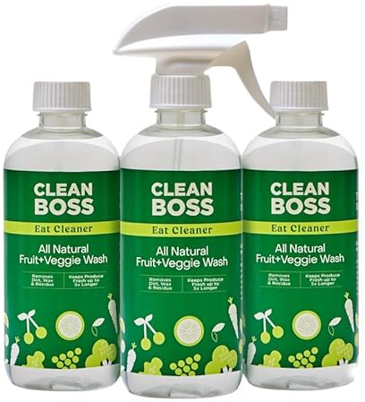CleanBoss - Eat Cleaner, 12 oz (3 Pack) with one Trigger - Keeps Produce Fresh, Vegan, Gluten Free