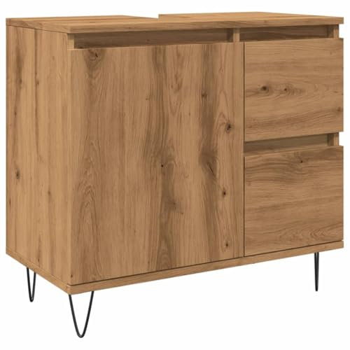 vidaXL Armario Mueble de Tocador baño Madera Ingeniería Roble 65x33x60 cm