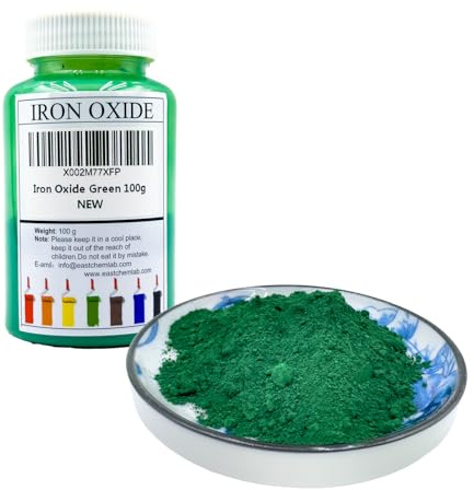 HongYi Oriental Pigmento de óxido de hierro verde, polvo de óxido de hierro verde, pigmentos para pintura artística y decorativa, hormigón, arcilla, cemento, mampostería y productos de pintura (100 g)