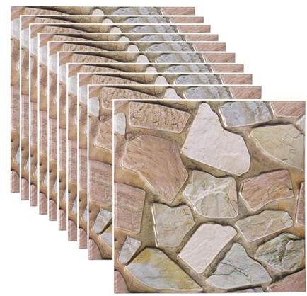 10 pezzi di carta da parati effetto pietra, 30 x 30 cm, in PVC impermeabile, pannelli da parete 3D, autoadesivi, per porta da parete, camera da letto, cucina, soggiorno, sala giochi (marrone)