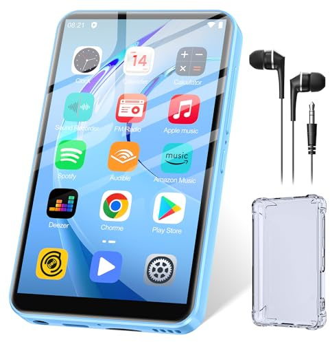 Reproductor MP3 con Bluetooth y WiFi, ZAQE 80 GB de Memoria y Sistema operativo Android, Pantalla táctil de 4 Pulgadas, música de Spotify, Altavoz Integrado,Reproductor MP4 para niños (Blue)