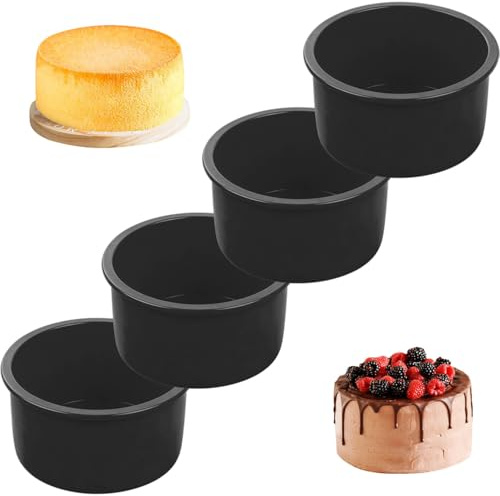 YXHZVON 4PCS Moldes Silicona Reposteria Redondo, 10cm Molde Silicona Bizcocho Redondo, Moldes Reutilizables para Tartas, Molde Redondo de Silicona para Hornear Pasteles, Pan, Repostería
