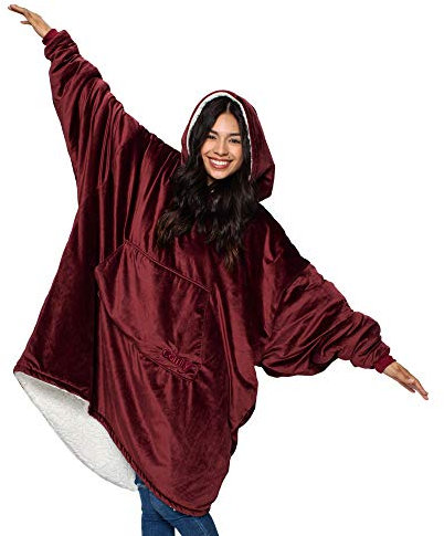 THE COMFY Original | Oversized Microfiber & Sherpa Wearable Blanket, Great Gift for Any Occasion, Seen On Shark Tank, One Size Fits All, Burgundy