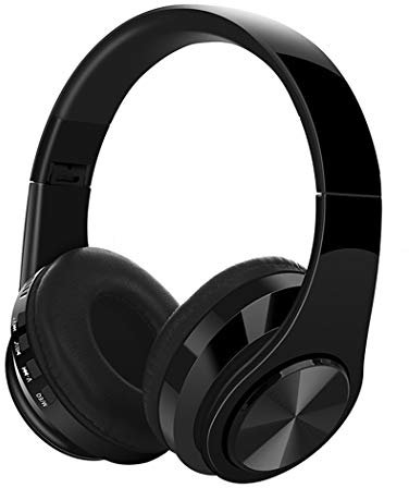 WuXingMeiLi Wireless Bluetooth Headphones Over Ear, Foldable Headphones Hi-Fi Stereo Comfortable Earpads Bluetooth Headsets Wired Mode with Mic for Cellphone PC TV (Type1 black)