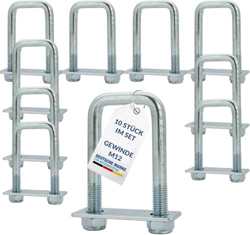 Staffa di ancoraggio 800 daN kg | Occhielli di fissaggio del carico | Staffa a U | Adatto per rimorchi auto, furgoni, Sprinter, camion, con contropiastra e dadi M12