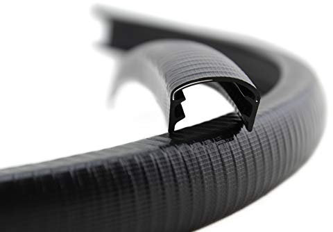 SMI-Kantenschutzprofil KS24-27S für 24-27mm PVC mit Stahleinlage Schwarz selbstklemmend ohne Kleber - Kantenschutz, Kederprofil, Kantenprofil, Kantenschutzleiste für Bleche, Platten (3 m)