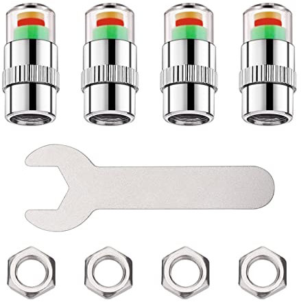 Cobee - Tapas de vástago de válvula de Control de presión de neumáticos de Coche, 4 Unidades, Sensor Universal de neumáticos, Tapas de válvulas de neumáticos, 4 Unidades, Llave de Tuerca antirrobo