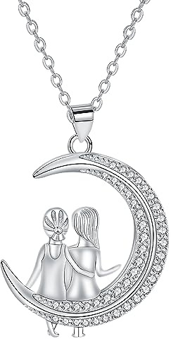 Hifeeled Collar Hermanas Plata de Ley 925 para Mujer Luna Hermanas Colgante Media Luna Collar Amistad Joyas Regalos Originales Para Mujeres Hermana Madre