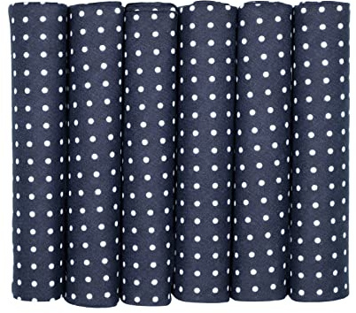 MANDITTIONS Pack of 6 Spotted Cotton Handkerchiefs Navy Blue with White Spots