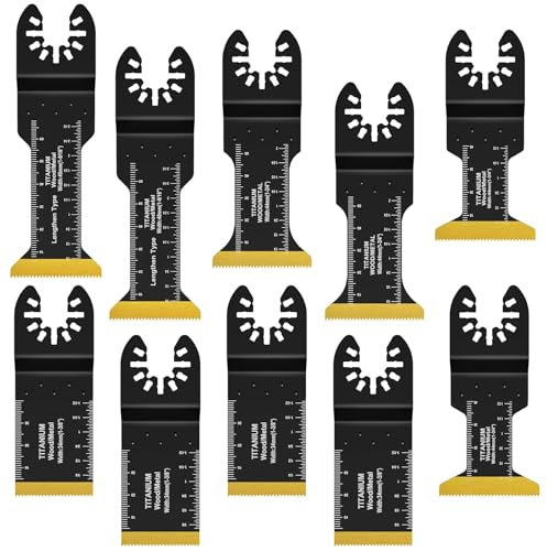 10PCS Lames de Scie Oscillantes Titane Lame de Scie Universelle Compatibles avec Makita Rockwell Bosch Milwaukee Accessoires Outil Multifonction pour Métal Bois Vis（10pcs）