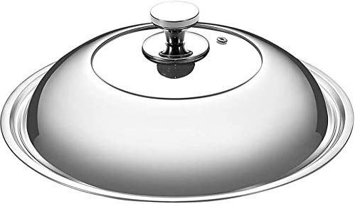 Pannlock i rostfritt stål Pannlock lock i härdat glas Woklock Kök Stor storlek Ersättnings pannlock -30cm (34cm)