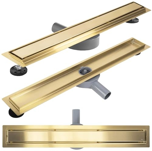 Rea linjärt avlopp Neox pro Brush Gold 90 rostfritt stål Duschavlopp Sifon Golvavlopp för badrumsdusch Golvavlopp (borstat guld)