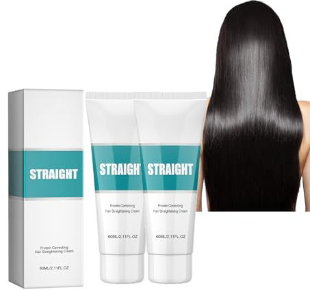 Dyceittdia 2pcs Haarglättungscreme, Hair Straightening Cream, Protein-Glättungscreme, Leave-In Glättungscreme, Glättet krause Splissstellen, Geschädigtes Haar reparieren, 2pcs*60ml, hair
