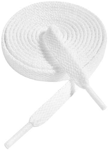 Gendewiner 1 Paar 120cm Lang Weiß Schnürsenkel 8mm Breite Weiss Flach Schuhbänder Shoe Rope Laces für Converse Adidas Asics Schlittschuhe Vans Air Force 1 Chucks Sneaker Veja Laufschuhe