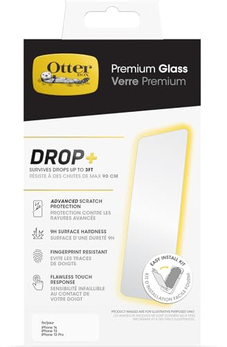 OtterBox Premium Glass Screen Protector for iPhone 17e, 16e, 14, 13, 13 Pro, Tempered Glass, advanced Scratch Protection, Survives Drops up to 3ft, Antimicrobial Protection