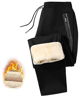 Tansozer Jogginghose Herren Gefüttert Sporthose Baumwolle Winter Fleece Thermo Dicke Trainingshose Hosen Freizeithose Thermohose Herren Fleecehose Warme Sweatpants Winterhose Schwarz S