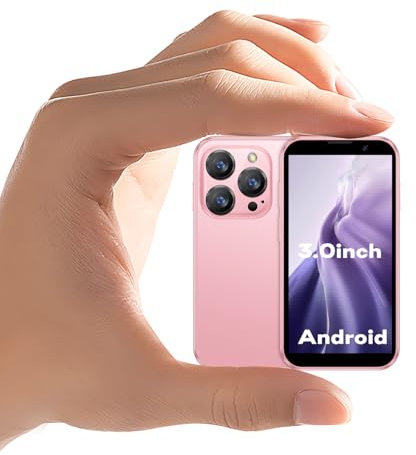 ZOKOE 3G Pequeño Teléfono de Respaldo Kids Smartphone Android 9.0, Pantalla de 3.0 pulgadas, 2 GB RAM 16 GB ROM, 5MP, Batería de 900 mAh, Reconocimiento Facial(XS18-Rosa)
