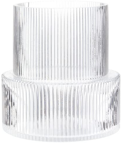 KAYLETIN Glass Vase, Ribbed Vase for Flowers, Flower Vases for Tulips, Fluted Clear Vases for Living Room, Dining Room, Bedroom, Shelf, Wedding, Office, Coffee Table, Birthday, 19CM