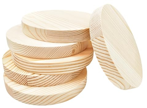 6PCS Pine Circle Plaque, 15x2cm Blank Unfinished Round Wooden Circles Plaques for Craft Projects, Engraving, Wood Burning, Painting