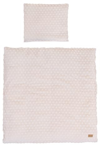 roba Biancheria da Culla Frosty Almond - Federa 35 x 40 cm + Copripiumino 80 x 80 cm - Certificato GOTS e Oeko Tex - Cotone Bio Traspirante - Beige